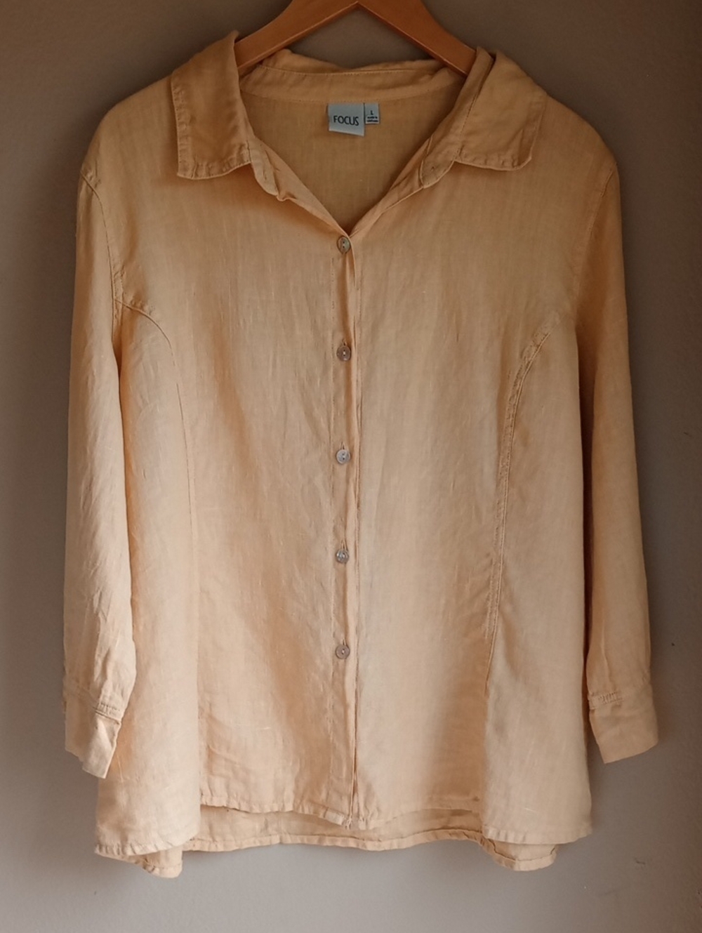 Focus Laggenlook Coastal Button Front 3/4 Sleeve Light Weight Top Size L